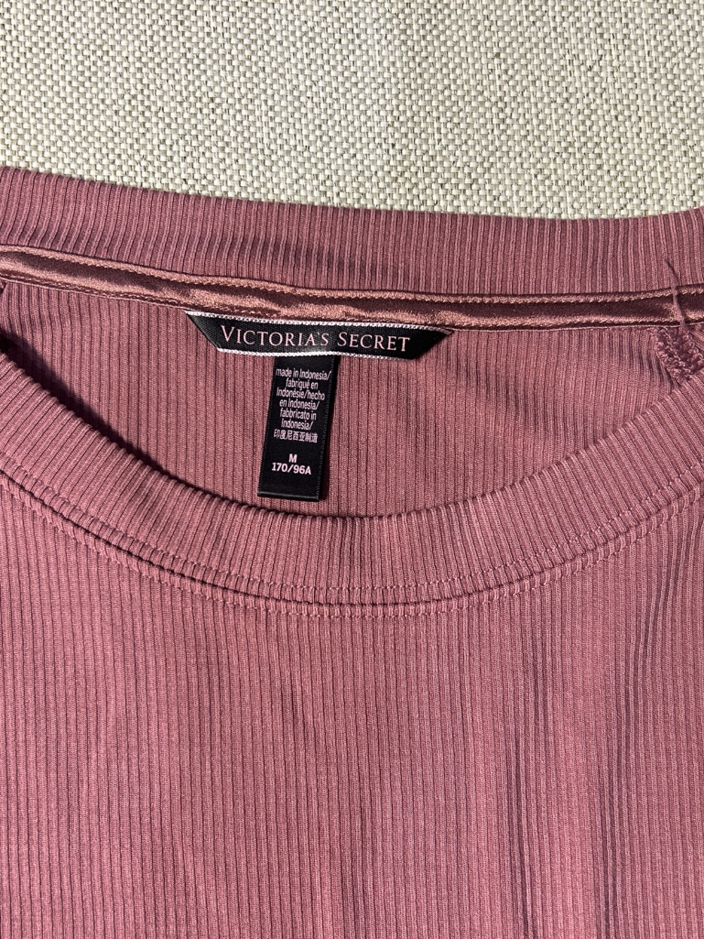 Victoria's Secret Ribbed Scoop Neck Long Sleeve Top - Mauve